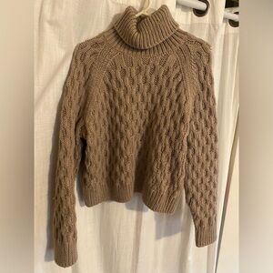 Brown Knitted Turtleneck Sweater